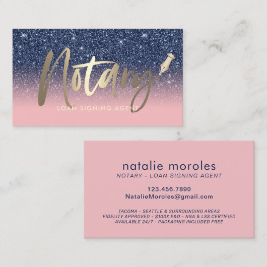 Noteerbare overheidsleningagent Modern Navy Blue & Visitekaartje (Voorkant / Achterkant)