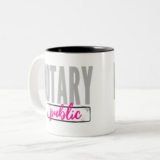 Noteerbare publieke Big Font Faded Black met Fuchs Tweekleurige Koffiemok (Voorkant links)