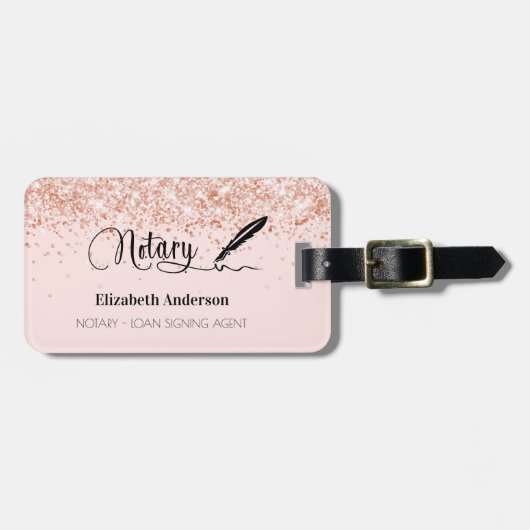 Noteerbare roos goudbrij bagagelabel (Voorkant horizontaal)