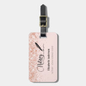 Noteerbare roos goudbrij bagagelabel (Voorkant verticaal)