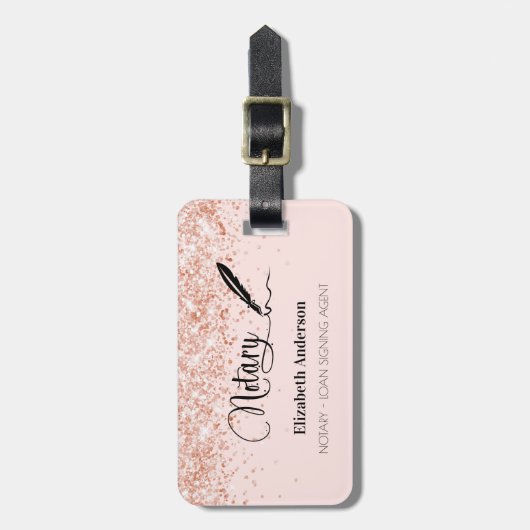 Noteerbare roos goudbrij bagagelabel (Voorkant verticaal)