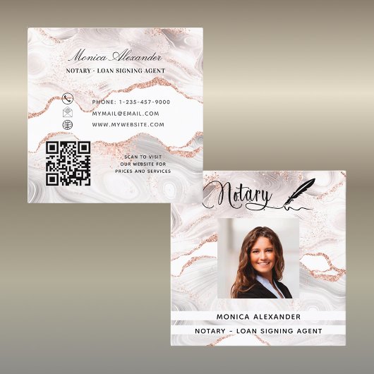 Noteerbare roos goudfoto QR-code Ondertekenaar Vierkante Visitekaartje