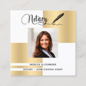 Noteerbare witte goudfoto QR code Vierkante Visitekaartje (Voorkant)