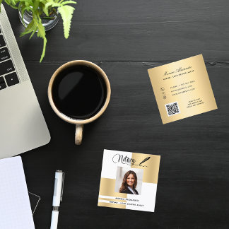 Noteerbare witte goudfoto QR code Vierkante Visitekaartje