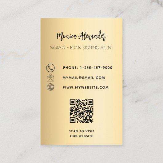 Noteerbare witte goudfoto QR code Visitekaartje (Achterkant)