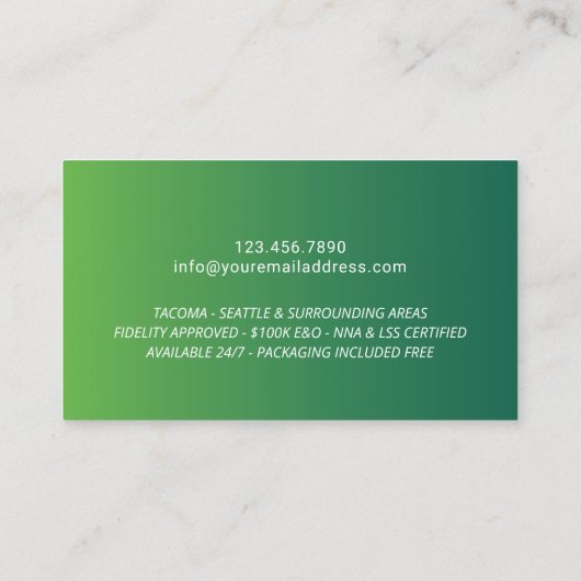 Noteerbare zegelmachine groen ombre visitekaartje (Achterkant)