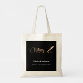 Noteerbare zwarte roos gouden ondertekenpen tote bag (Achterkant)