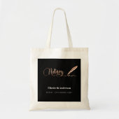 Noteerbare zwarte roos gouden ondertekenpen tote bag (Voorkant)