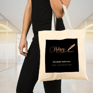 Noteerbare zwarte roos gouden ondertekenpen tote bag
