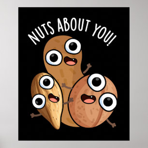Noten Over jou Grappige Nut Puns Donker BG Poster