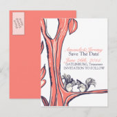 Noten over jullie eekhoorns sparen de datum aankondigingskaart (Voorkant / Achterkant)