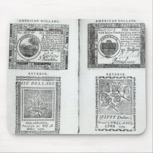 Noten van de continentale valuta muismat