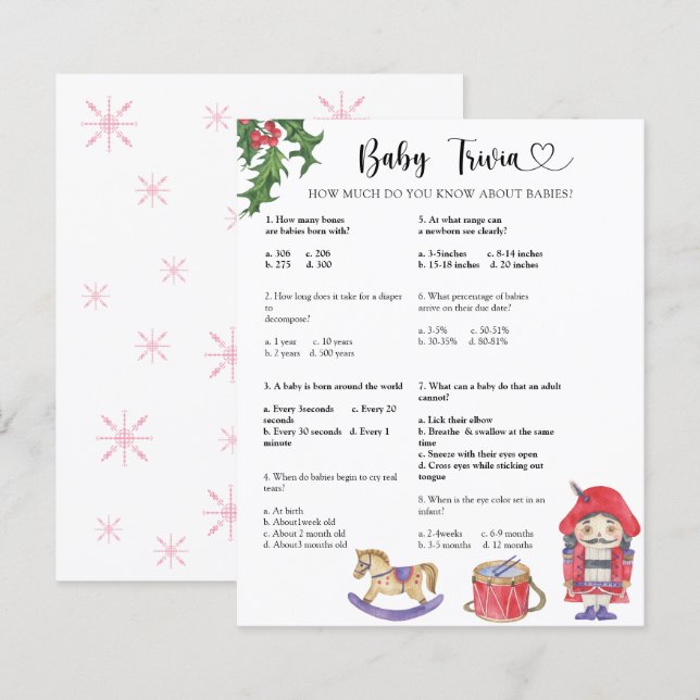 Notenkraker - Baby Trivia | Baby showers wild (Voorkant / Achterkant)