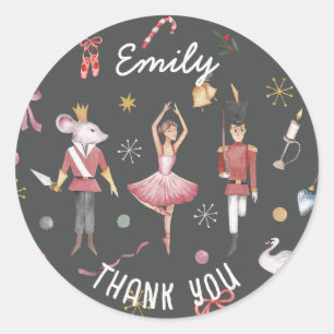 Notenkraker Ballet Ballerina Verjaardag Dank u Ronde Sticker