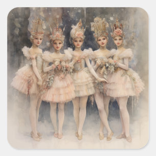 Notenkraker Ballet, De Mirliton Dansers Vierkante Sticker