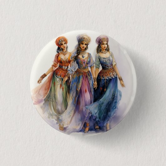 Notenkraker Ballet, Elegante Arabische Dansers Ronde Button 3,2 Cm (Voorkant)