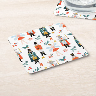 Notenkraker Ballet Kerstfeest Vierkante Kartonnen Onderzetter