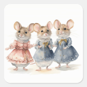 Notenkraker Ballet Muizen Vierkante Sticker