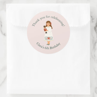 Notenkraker Ballet Roze Verjaardagsfavor Ronde Sticker