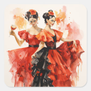 Notenkraker Ballet, vurige Spaanse Dansers in het Vierkante Sticker