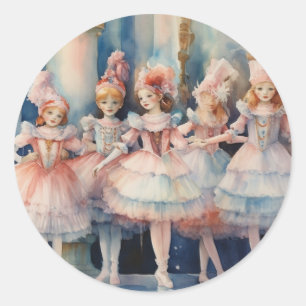 Notenkraker Ballet Whimsical Polichinelle/Buffoons Ronde Sticker