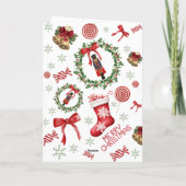 Notenkraker Bow Merry Christmas Gevouwen Vakantie  Feestdagen Kaart (Achterkant)