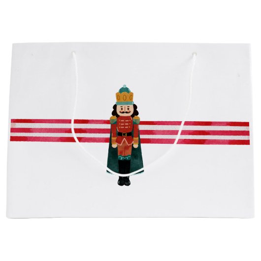 Notenkraker Candy Cane Kerstmis Vakantie Gift Bag Groot Cadeauzakje (Voorkant)