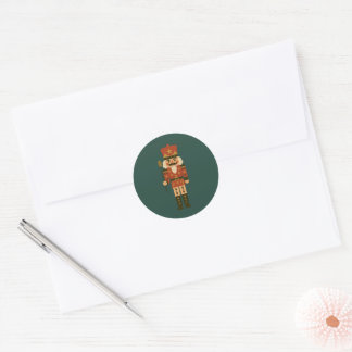 Notenkraker Donkergroene Kerst Envelopezegel Ronde Sticker