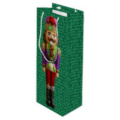 Notenkraker en Kerstmis Woorden Tall Wijn Cadeautas (Voorkant Gekanteld)
