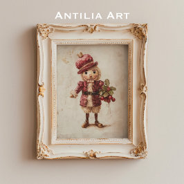 Notenkraker Holly Berries Schilderen Kerstkunst Poster