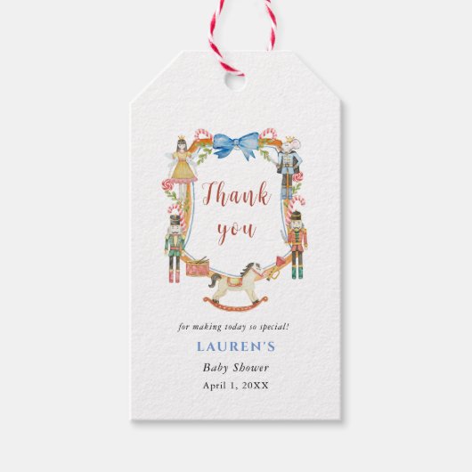 Notenkraker Kerst Baby Shower bedankt Cadeaulabel (Voorkant)