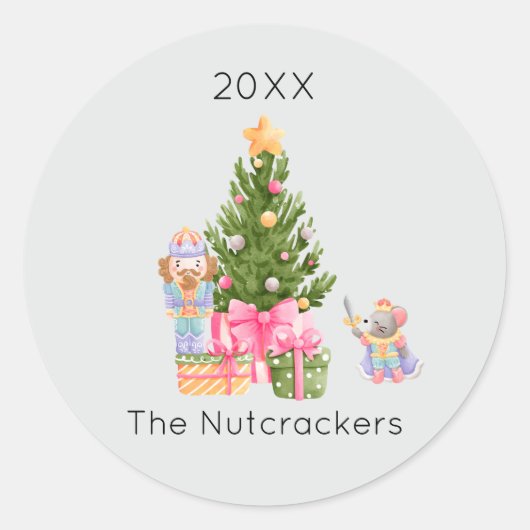 Notenkraker Kerstboom Ronde Sticker (Voorkant)