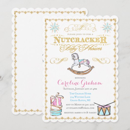 Notenkraker Kerstvakantie Baby Shower Uitnodiging (Voorkant / Achterkant)