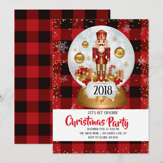 Notenkraker kerstvakantie feest kaart (Voorkant / Achterkant)