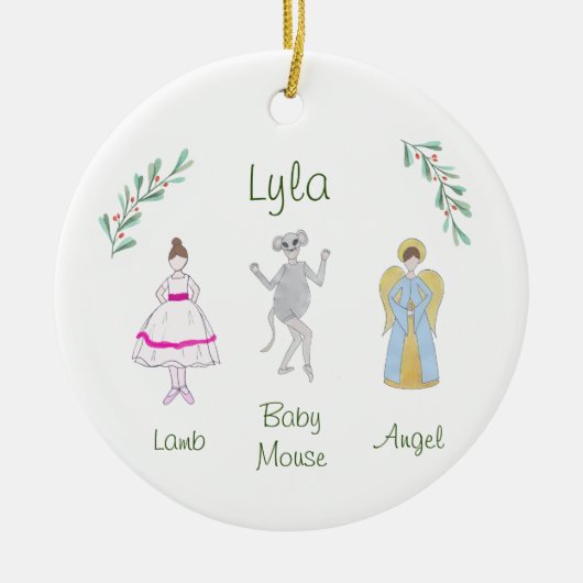 notenkraker lam/Baby muis/engel Keramisch Ornament (Voorkant)