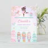 Notenkraker Land Van Snoepjes Fee Roze Uitnodiging (Staand voorkant)