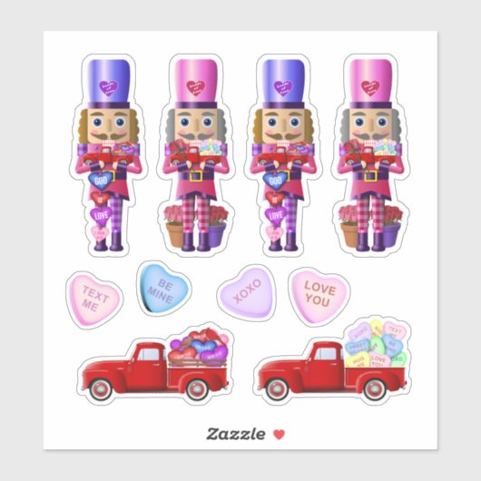 Notenkraker Little Red Truck Valentijnstickers Sticker (Vel)
