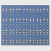 Notenkraker Mannen Blauw en Goud Traditioneel Cadeaupapier (Vlak)