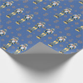 Notenkraker Mannen Blauw en Goud Traditioneel Cadeaupapier (Hoek)