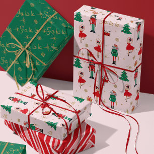 Notenkraker Muis King Ballet Roze Kerst Inpakpapier Vel