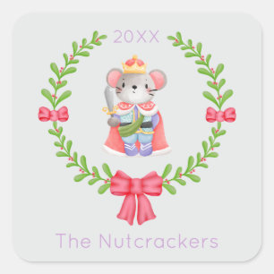 Notenkraker Muis Koning Kerstmis Vierkante Sticker