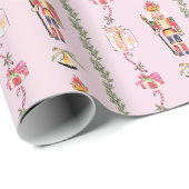 Notenkraker pastel roze  schets Kerst Cadeaupapier (Rol Hoek)