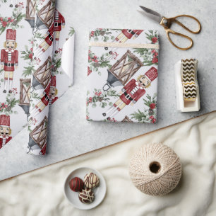 Notenkraker Pine Holly Lantern Kerstmis Cadeaupapier