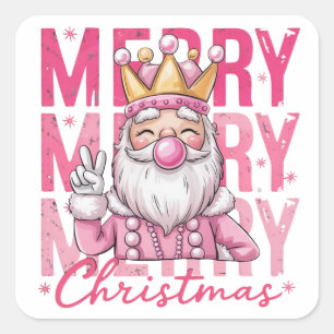 Notenkraker Prettig Kerstfeest Roze Ballet Soldaat Vierkante Sticker