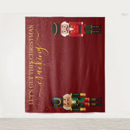 Notenkraker Red Christmas Photo Booth Achtergrond Wandkleed