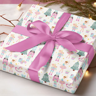 Notenkraker Roze Blauw Ballerina Kerstmis Cadeaupapier