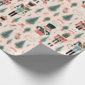 Notenkraker Roze Mint Kerstmis Cadeaupapier (Hoek)