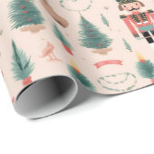 Notenkraker Roze Mint Kerstmis Cadeaupapier (Rol Hoek)