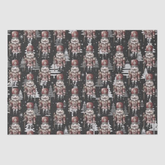 Notenkraker Soldaat Captain Christmas White Trees Tissuepapier (Voorkant)