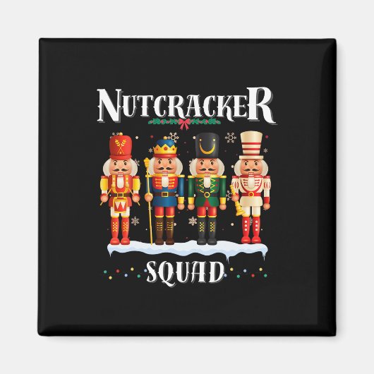 Notenkraker Squad Kerst Pyjama Vakantie Pret Feest Magneet (Voorkant)